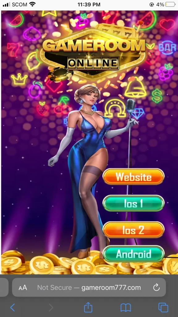 second  step for playing game room 777 on web