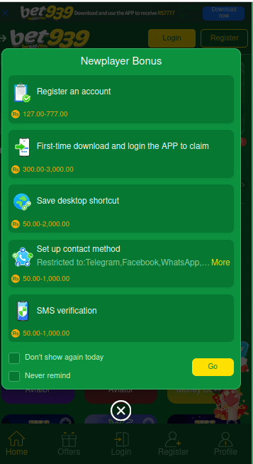 bet939 rewards screenshoot