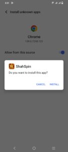 Shah spin install Guide Screenshot